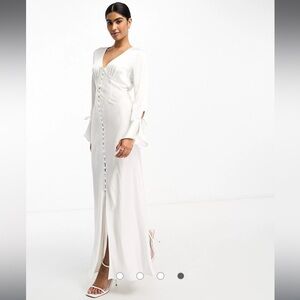 Never Fully Dressed Bridal Satin Maxi Dress in Ivory